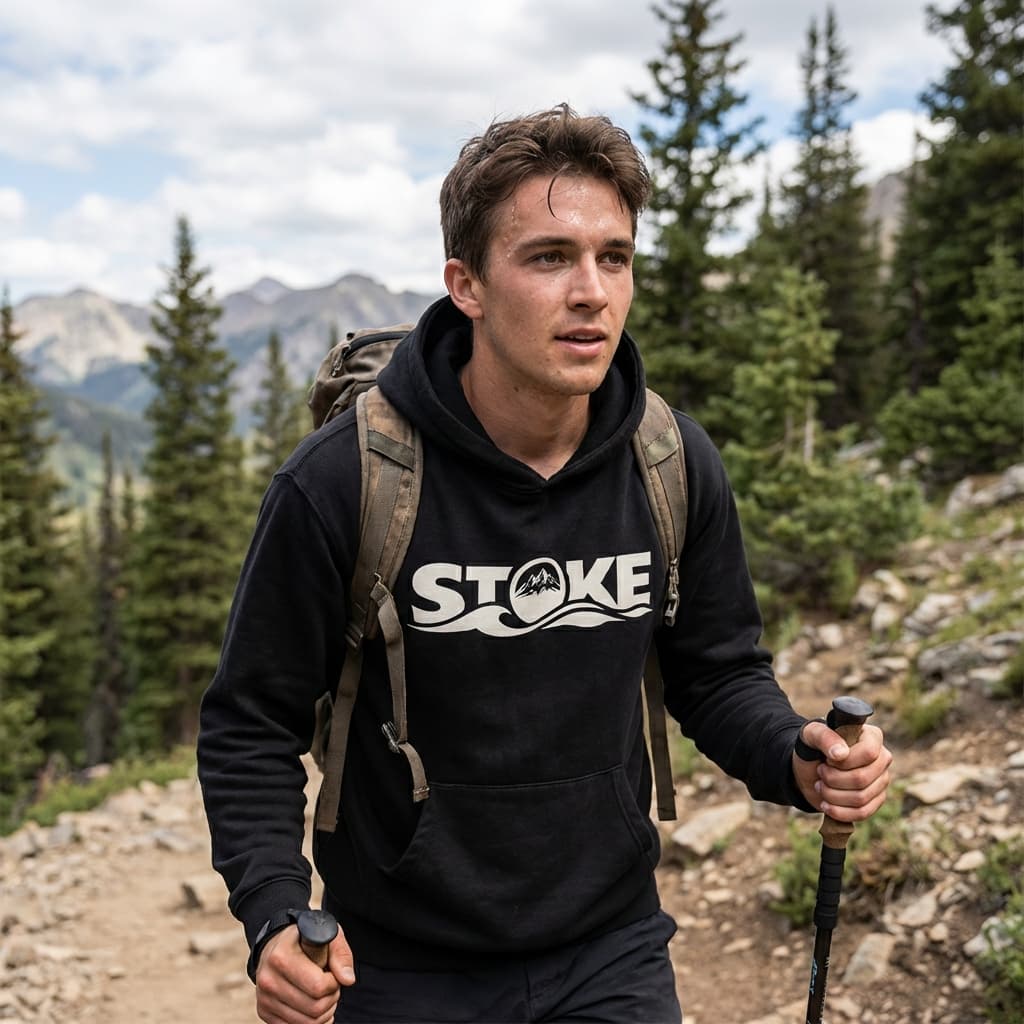 Hiking in STOKE hoodie
