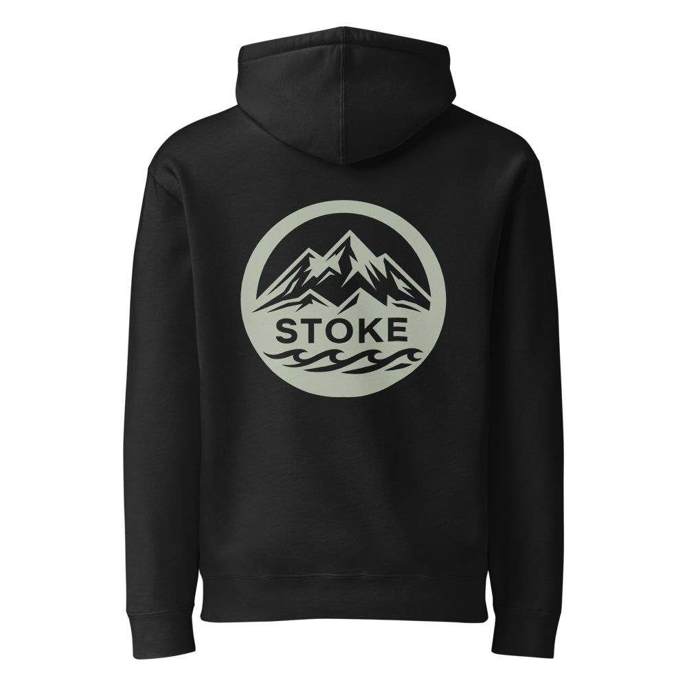 STOKE heavyweight hoodie in Black with back print