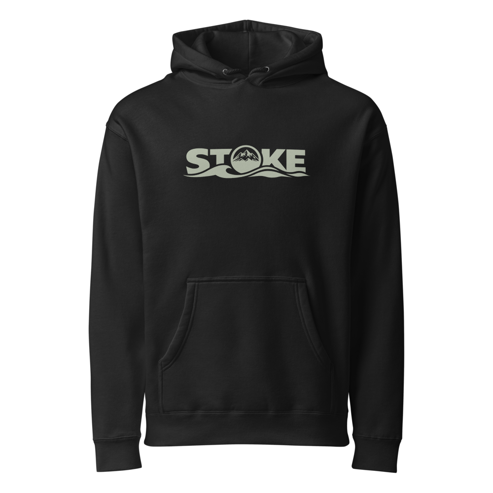 STOKE heavyweight hoodie in Black with front print