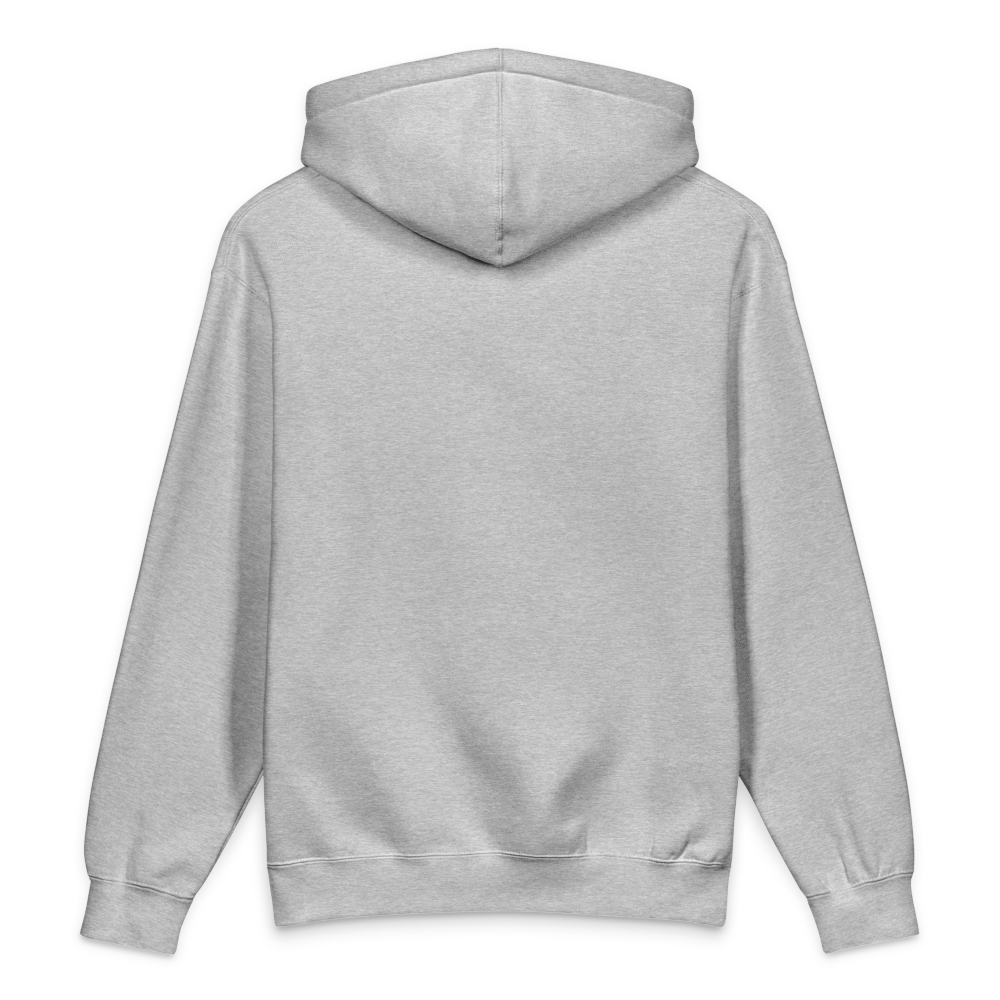 STOKE heavyweight hoodie in Grey Heather back view for front-print style