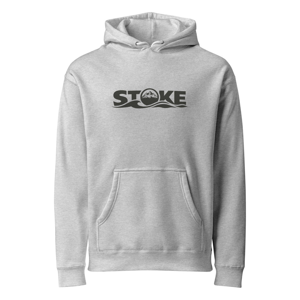 STOKE heavyweight hoodie in Grey Heather with front print