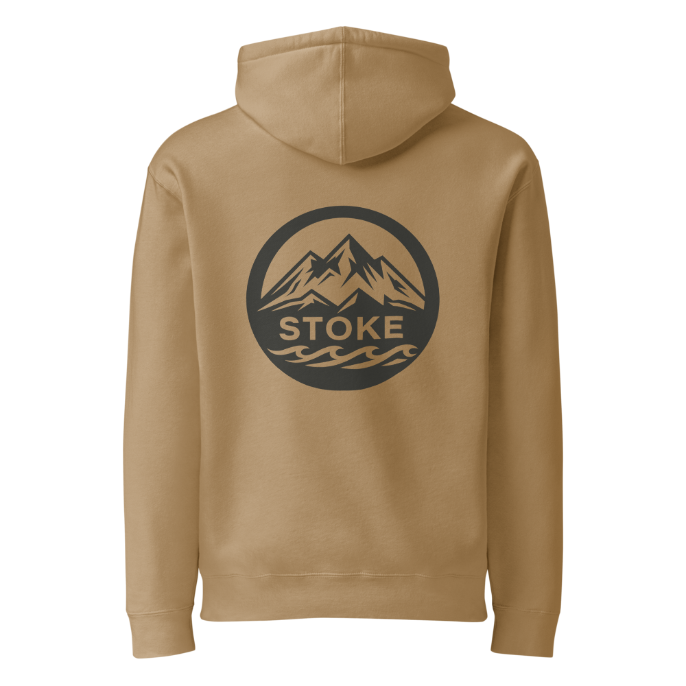 STOKE heavyweight hoodie in Sandstone with back print