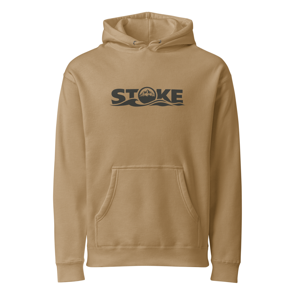 STOKE heavyweight hoodie in Sandstone with front print