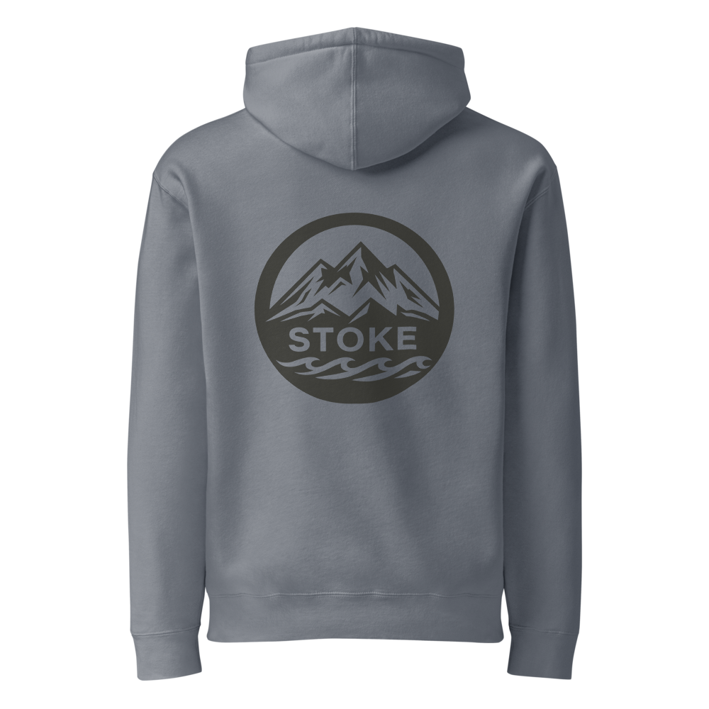 STOKE heavyweight hoodie in Storm Blue with back print