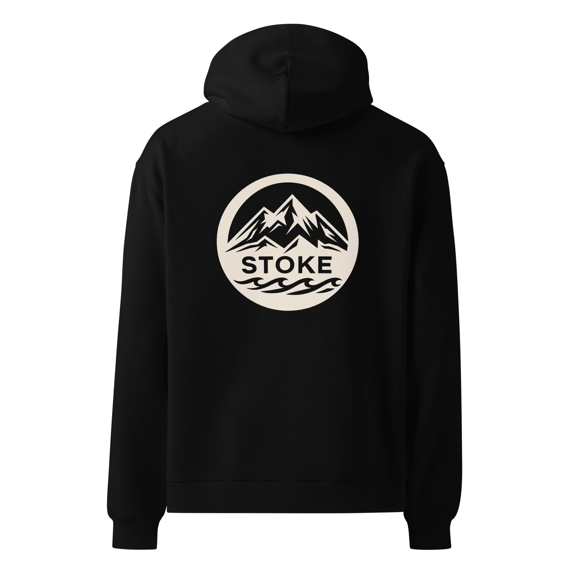 STOKE Super Heavyweight Front + Back Hoodie in Black, back