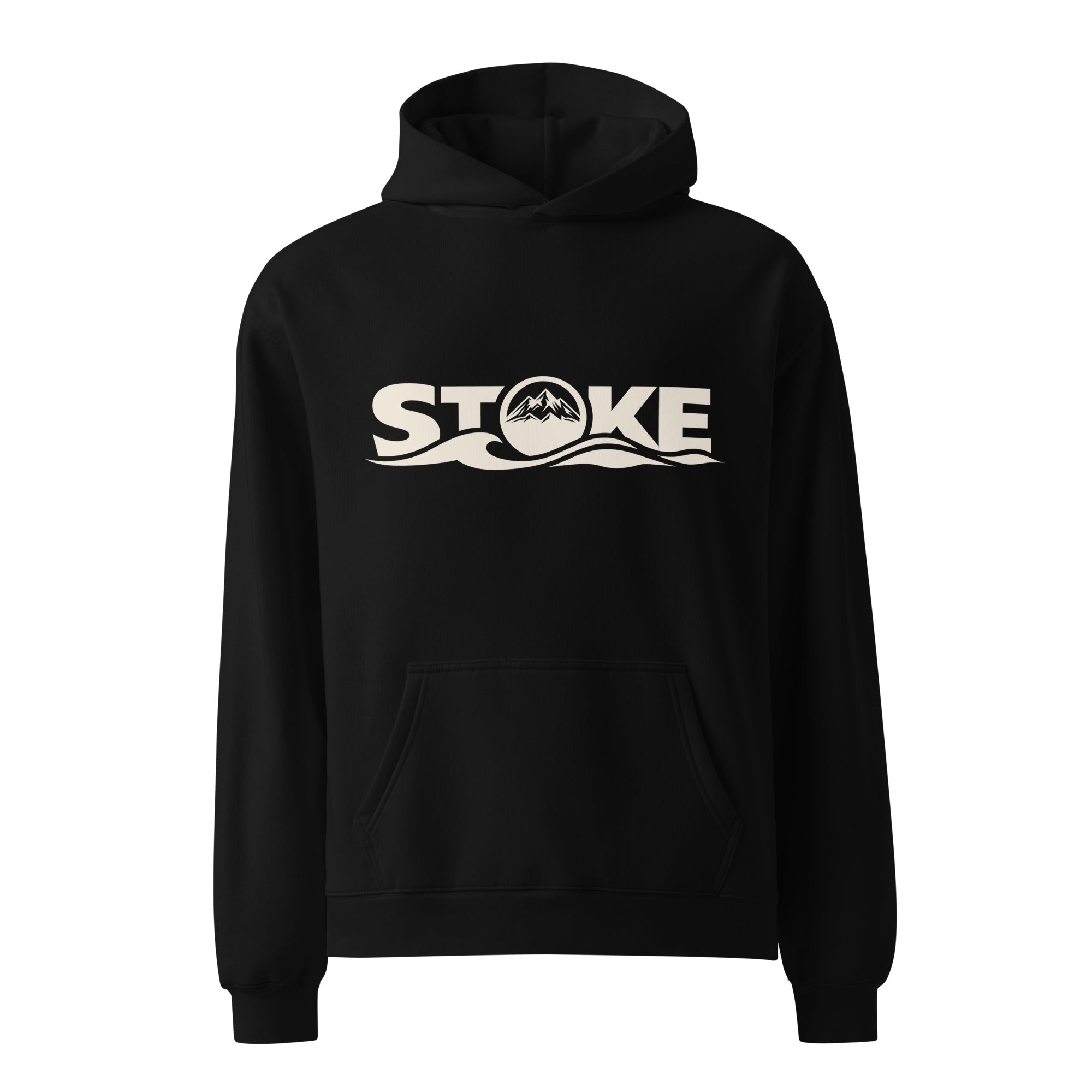 STOKE Super Heavyweight Front + Back Hoodie in Black, front
