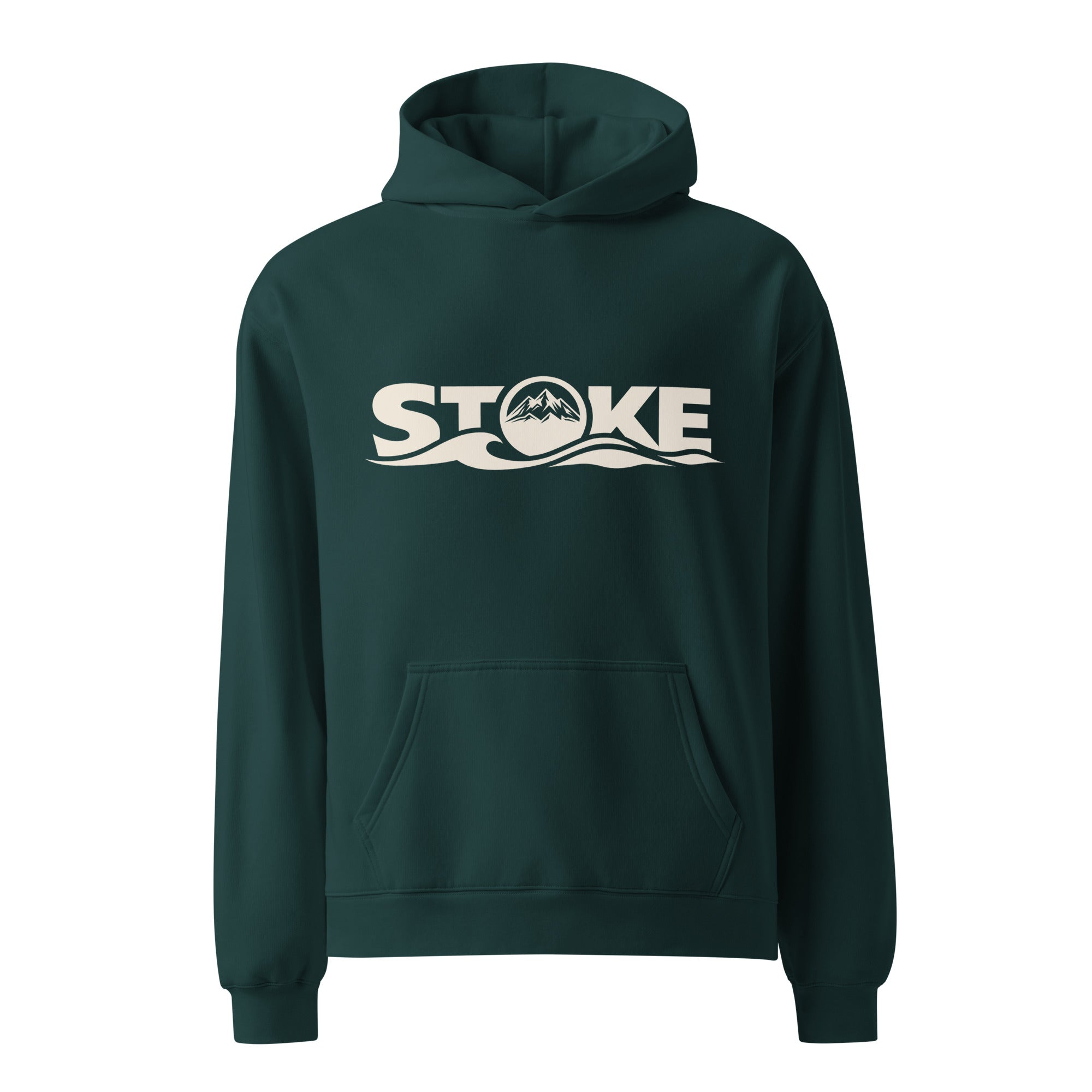 STOKE Super Heavyweight Front + Back Hoodie in Pine Green, front
