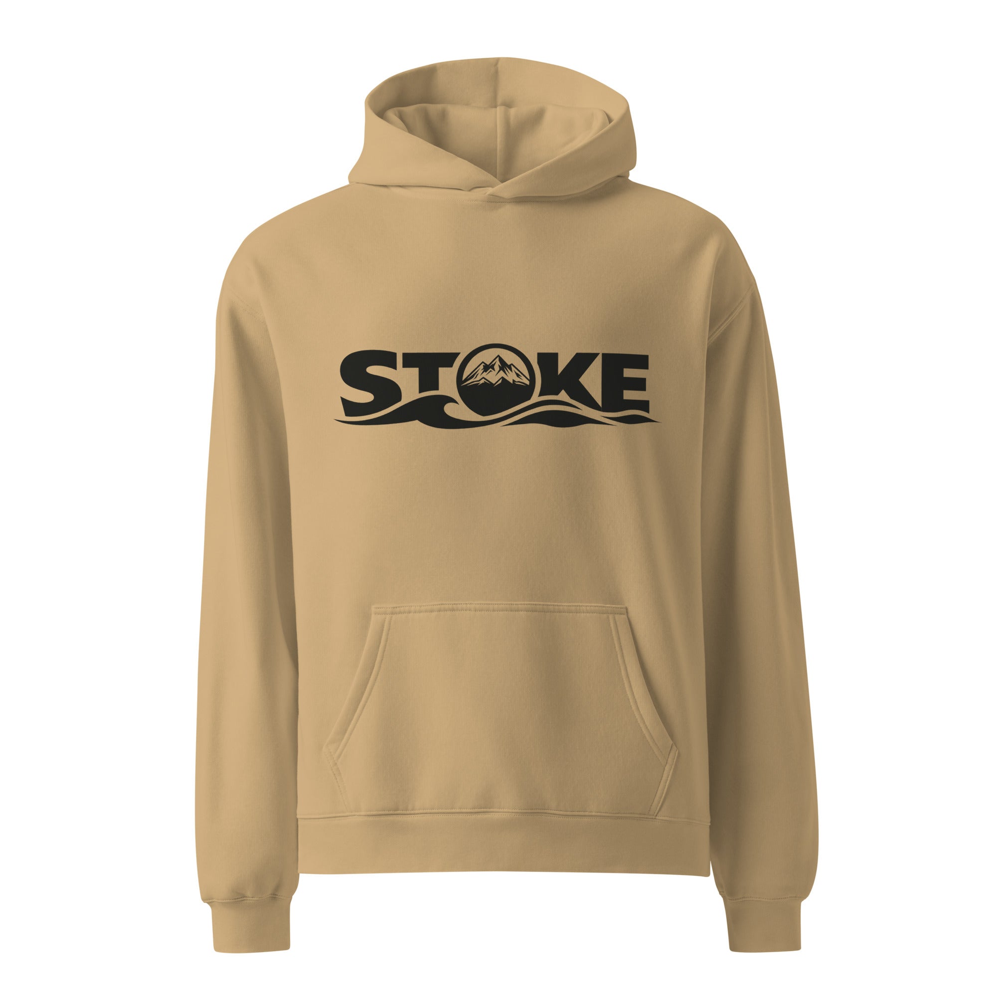 STOKE Super Heavyweight Front + Back Hoodie in Sand, front