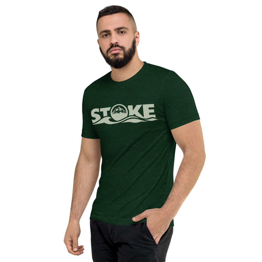 STOKE Trail Light Tee in Emerald Triblend left front view