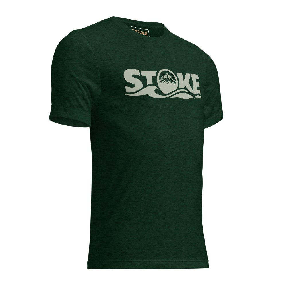 STOKE Trail Light Tee in Emerald Triblend right front view